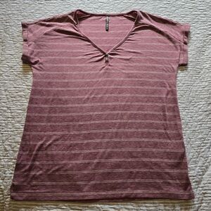 Striped Pink V-Neck Women's Top